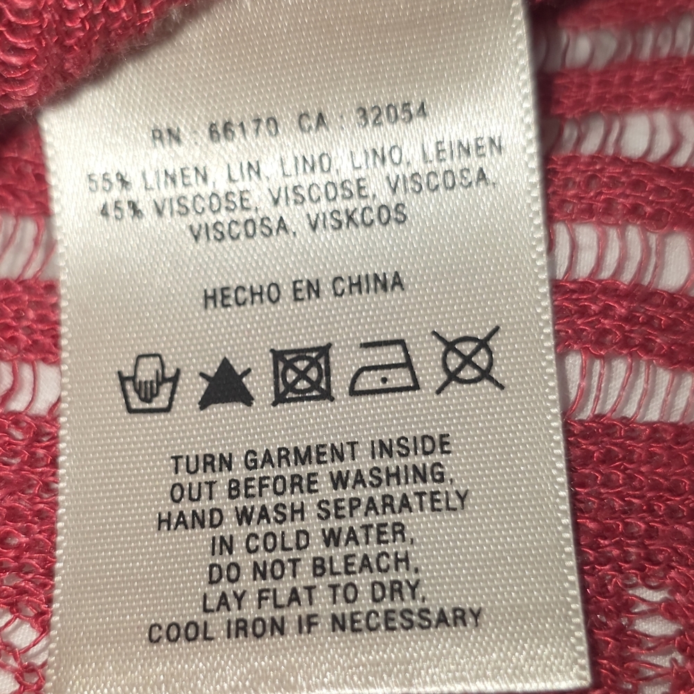 Guinevere Anthropologie Linen Knit Cardigan Womens Medium Red Button Front - Picture 9 of 12
